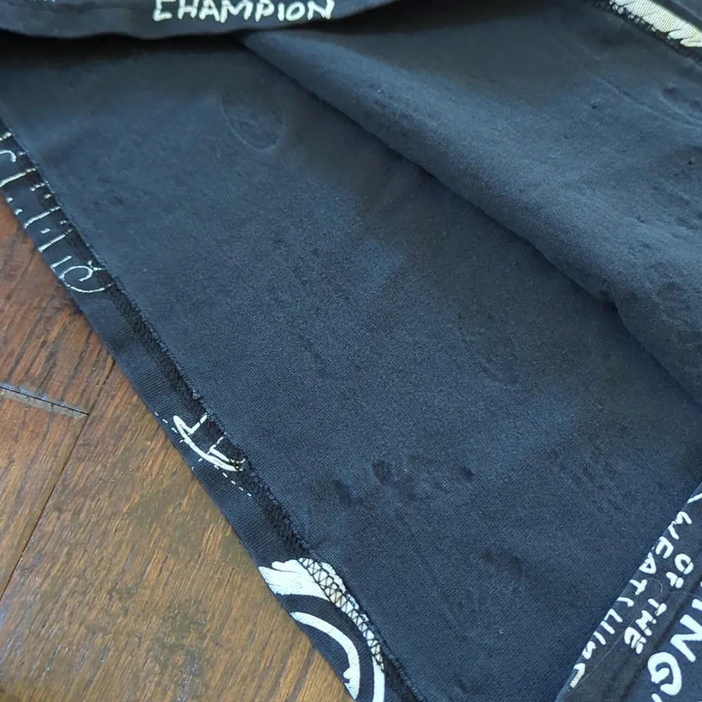 CHAMPION I Black & White Handwriting Logo Crew Neck Short Sleeve T-Shit Top, L - Picture 7 of 10